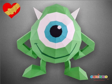 Mike Wazowski Low Poly Papercraft