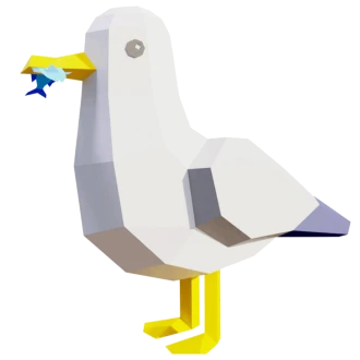 Mouetmouet (Seagull) Papercraft, Lowpoly Papercraft, Fovea - Papercraft - Nonitt