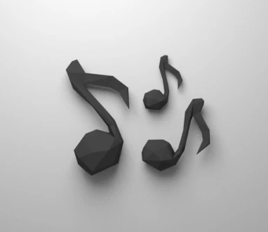 Music Note 3D Wall Decor Low poly Papercraft, DIY, PDF