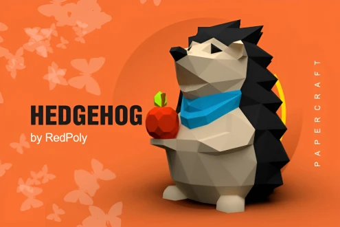 Hedgehog DIY, Papercraft, PDF, Low Poly, 3D model, Craft, Paper, Room Decor, Cute Decoration