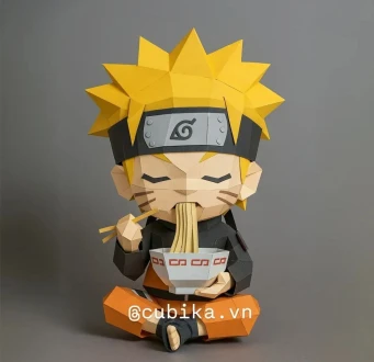 Naruto Eating Ramen Papercraft Template | DIY 3D Low Poly Anime Model | Konoha Ninja Fan Art & Desk Decor | Unique Gift