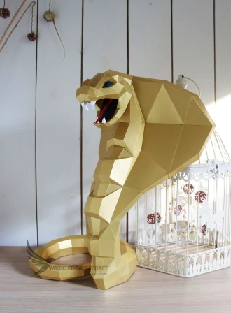 Cobra Snake Low Poly Papercraft, Paper Sculpture, Low Poly PDF Template, DIY Decor & Gift
