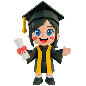 Graduate, Girl, Congratulations Low Poly Papercraft