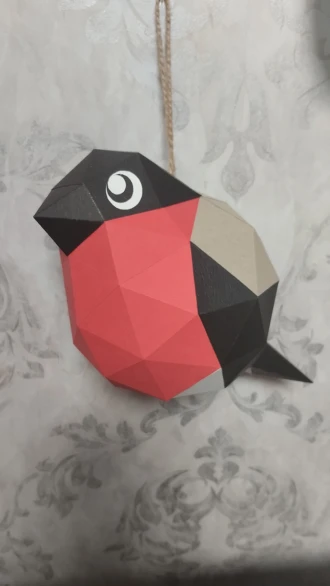 Bullfinch Ball Bird Papercraft Template - Low Poly, Pepakura PDF, DIY Handmade, Home Decoration, Creative Gifts