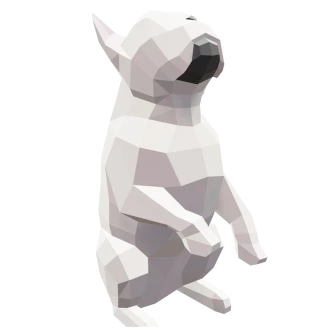 Sitting Dog Boule Papercraft, Lowpoly Papercraft, Fovea - Papercraft - Nonitt