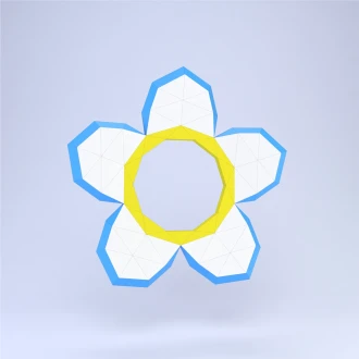 Low Poly Flower Frame Papercraft Template | DIY 3D Geometric Polaroid Frame | Decor & Garden Party Photo Prop