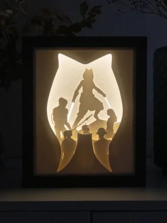 Star Wars Ahsoka Tano DIY Layered 3D Lightbox Papercut Template | Digital Lightbox Art for Home Decor, Shadow Box SVG PDF