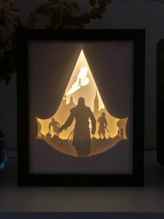 Assasin's Creed DIY Layered 3D Lightbox Papercut Template | Digital Lightbox Art for Home Decor, Shadow Box SVG PDF