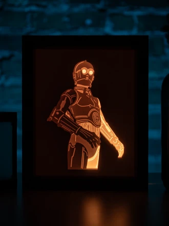 Star Wars - Golden Droid C-3PO DIY Layered 3D Lightbox Papercut Template | Digital Lightbox Art for Home Decor, Shadow Box SVG PDF