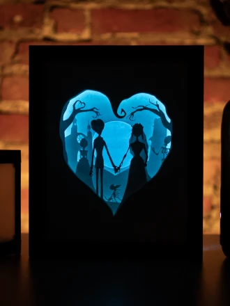 Corpse Bride DIY Layered 3D Lightbox Papercut Template | Digital Lightbox Art for Home Decor, Shadow Box SVG PDF