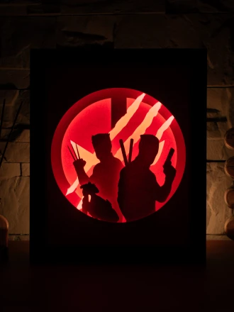Deadpool & Wolverine DIY Layered 3D Lightbox Papercut Template | Digital Lightbox Art for Home Decor, Shadow Box SVG PDF