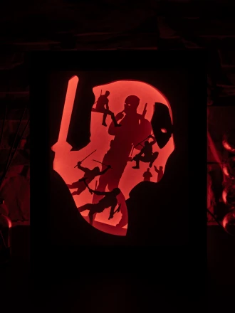 Deadpool DIY Layered 3D Lightbox Papercut Template | Digital Lightbox Art for Home Decor, Shadow Box SVG PDF