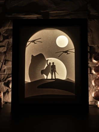Dune DIY Layered 3D Lightbox Papercut Template | Digital Lightbox Art for Home Decor, Shadow Box SVG PDF