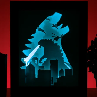 Godzilla DIY Layered 3D Lightbox Papercut Template | Digital Lightbox Art for Home Decor, Shadow Box SVG PDF