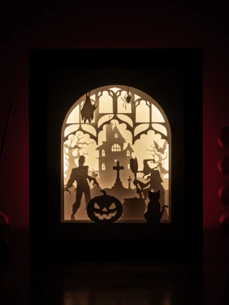 Halloween DIY Layered 3D Lightbox Papercut Template | Digital Lightbox Art for Home Decor, Shadow Box SVG PDF