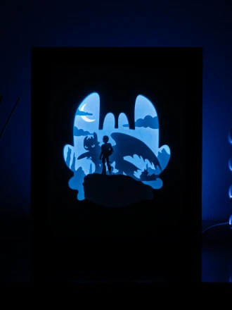 How to Train Your Dragon DIY Layered 3D Lightbox Papercut Template | Digital Lightbox Art for Home Decor, Shadow Box SVG PDF