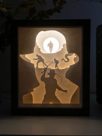 Indiana Jones DIY Layered 3D Lightbox Papercut Template | Digital Lightbox Art for Home Decor, Shadow Box SVG PDF