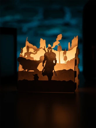 Star Wars - Mandalorian DIY Layered 3D Lantern Papercut Template | Digital Lightbox Art for Home Decor, Shadow Box SVG PDF