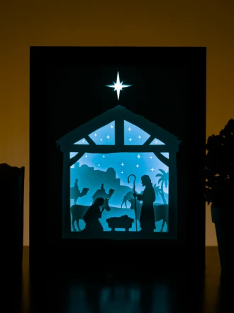 Christmas Nativity Scene DIY Layered 3D Lightbox Papercut Template | Digital Lightbox Art for Home Decor, Shadow Box SVG PDF