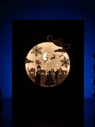 Merry Christmas DIY Layered 3D Lightbox Papercut Template | Digital Lightbox Art for Home Decor, Shadow Box SVG PDF