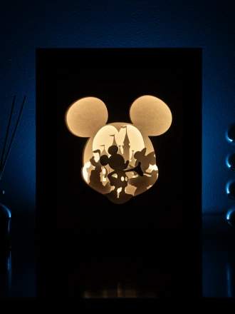 Mickey Mouse DIY Layered 3D Lightbox Papercut Template | Digital Lightbox Art for Home Decor, Shadow Box SVG PDF
