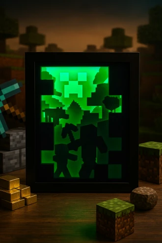 Minecraft DIY Layered 3D Lightbox Papercut Template | Digital Lightbox Art for Home Decor, Shadow Box SVG PDF DXF