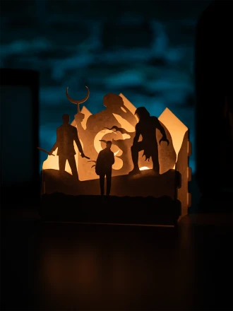 Moon Knight DIY Layered 3D Lantern Papercut Template | Digital Lightbox Art for Home Decor, Shadow Box SVG PDF