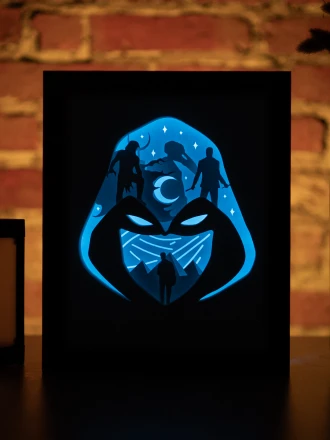 Marvel Moon Knight DIY Layered 3D Lightbox Papercut Template | Digital Lightbox Art for Home Decor, Shadow Box SVG PDF