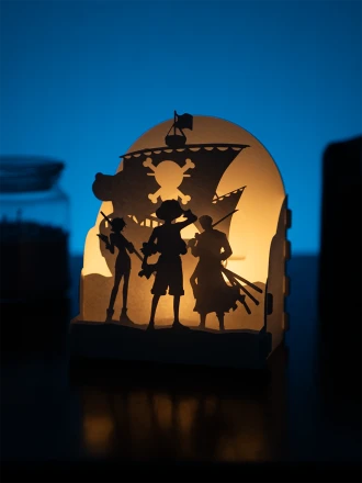 One Piece DIY Layered 3D Lantern Papercut Template | Digital Lightbox Art for Home Decor, Shadow Box SVG PDF