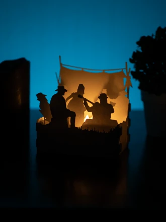Red Dead Redemption 2 Campfire DIY Layered 3D Lantern Papercut Template | Digital Lightbox Art for Home Decor, Shadow Box SVG PDF