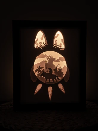 Princess Mononoke DIY Layered 3D Lightbox Papercut Template | Digital Lightbox Art for Home Decor, Shadow Box SVG PDF
