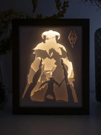 Skyrim DIY Layered 3D Lightbox Papercut Template | Digital Lightbox Art for Home Decor, Shadow Box SVG PDF