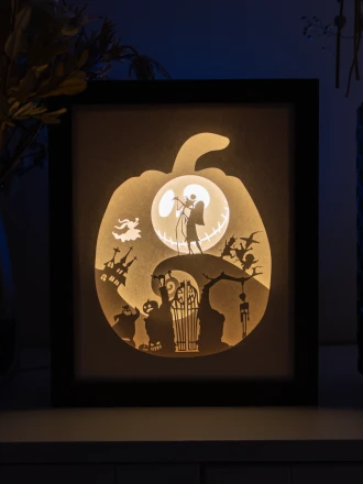 Nightmare Before Christmas DIY Layered 3D Lightbox Papercut Template | Digital Lightbox Art for Home Decor, Shadow Box SVG PDF
