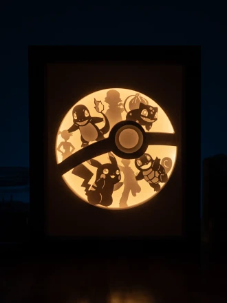 Pokemon DIY Layered 3D Lightbox Papercut Template | Digital Lightbox Art for Home Decor, Shadow Box SVG PDF
