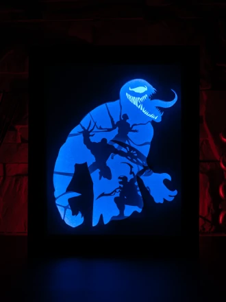 Marvel Venom DIY Layered 3D Lightbox Papercut Template | Digital Lightbox Art for Home Decor, Shadow Box SVG PDF