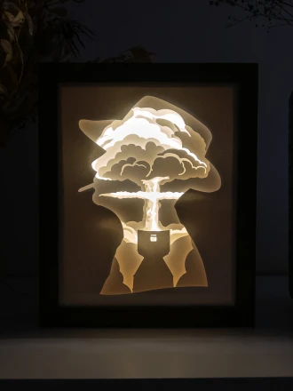 Oppenheimer DIY Layered 3D Lightbox Papercut Template | Digital Lightbox Art for Home Decor, Shadow Box SVG PDF