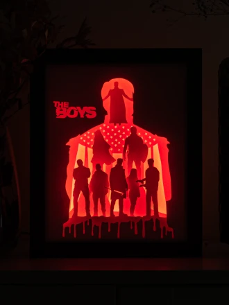 The Boys DIY Layered 3D Lightbox Papercut Template | Digital Lightbox Art for Home Decor, Shadow Box SVG PDF