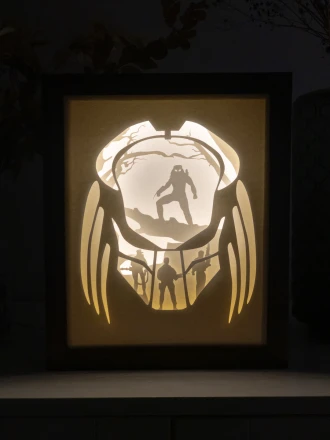 Predator DIY Layered 3D Lightbox Papercut Template | Digital Lightbox Art for Home Decor, Shadow Box SVG PDF