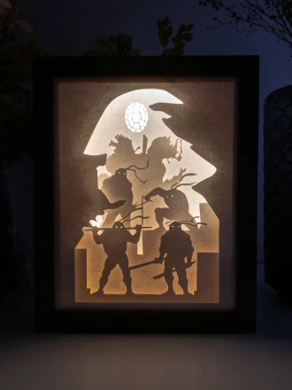 Teenage Mutant Ninja Turtles DIY Layered 3D Lightbox Papercut Template | Digital Lightbox Art for Home Decor, Shadow Box SVG PDF