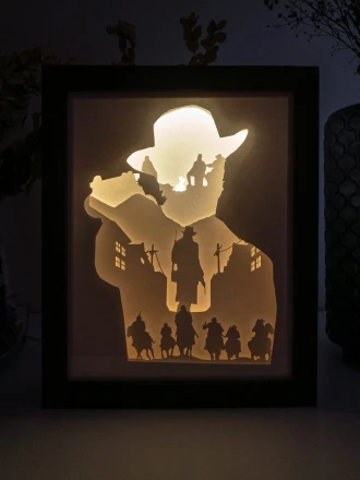Red Dead Redemption 2 DIY Layered 3D Lightbox Papercut Template | Digital Lightbox Art for Home Decor, Shadow Box SVG PDF DXF