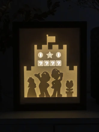 Super Mario Bros DIY Layered 3D Lightbox Papercut Template | Digital Lightbox Art for Home Decor, Shadow Box SVG PDF DXF