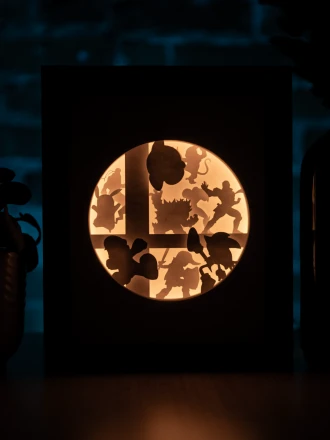 Super Mash Bros DIY Layered 3D Lightbox Papercut Template | Digital Lightbox Art for Home Decor, Shadow Box SVG PDF DXF
