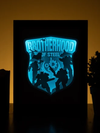 Fallout - Brotherhood of Steel DIY Layered 3D Lightbox Papercut Template | Digital Lightbox Art for Home Decor, Shadow Box SVG PDF