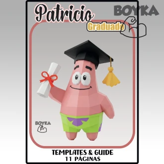 Patrick Star the Graduate Low Poly Papercraft Templates Gift DIY Decoration BOYKA