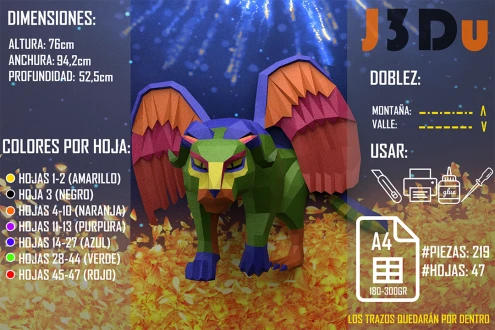 Pepita Coco Papercraft PDF Template For office, Room, Decor, DIY gift for friends, family, Low poly Paper, Paper Craft 3D kit by J3Du