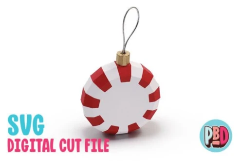 Peppermint Ornament 3D Papercraft SVG