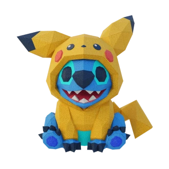 Pokemon Pikachu Cosplay Stitch Low Poly Papercraft