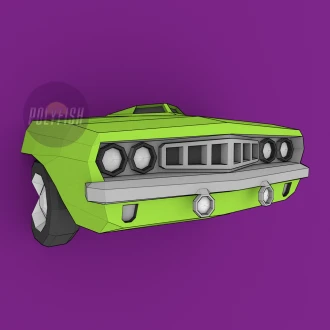 Plymouth Barracuda Car PDF Template, Low Poly, Paper Sculpture, DIY, Pepakura Pattern, Handmade, Papercraft, Lowpoly, Lowpoly Papercraft