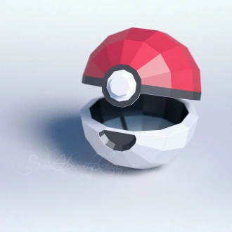 DIY 3d papercraft Pokemon Pokeball PDF Templates Low Poly SweetHeartyThings