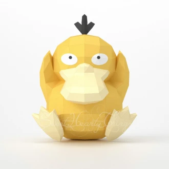 DIY 3d papercraft Pokemon Psyduck Koduck PDF Templates Low Poly SweetHeartyThings